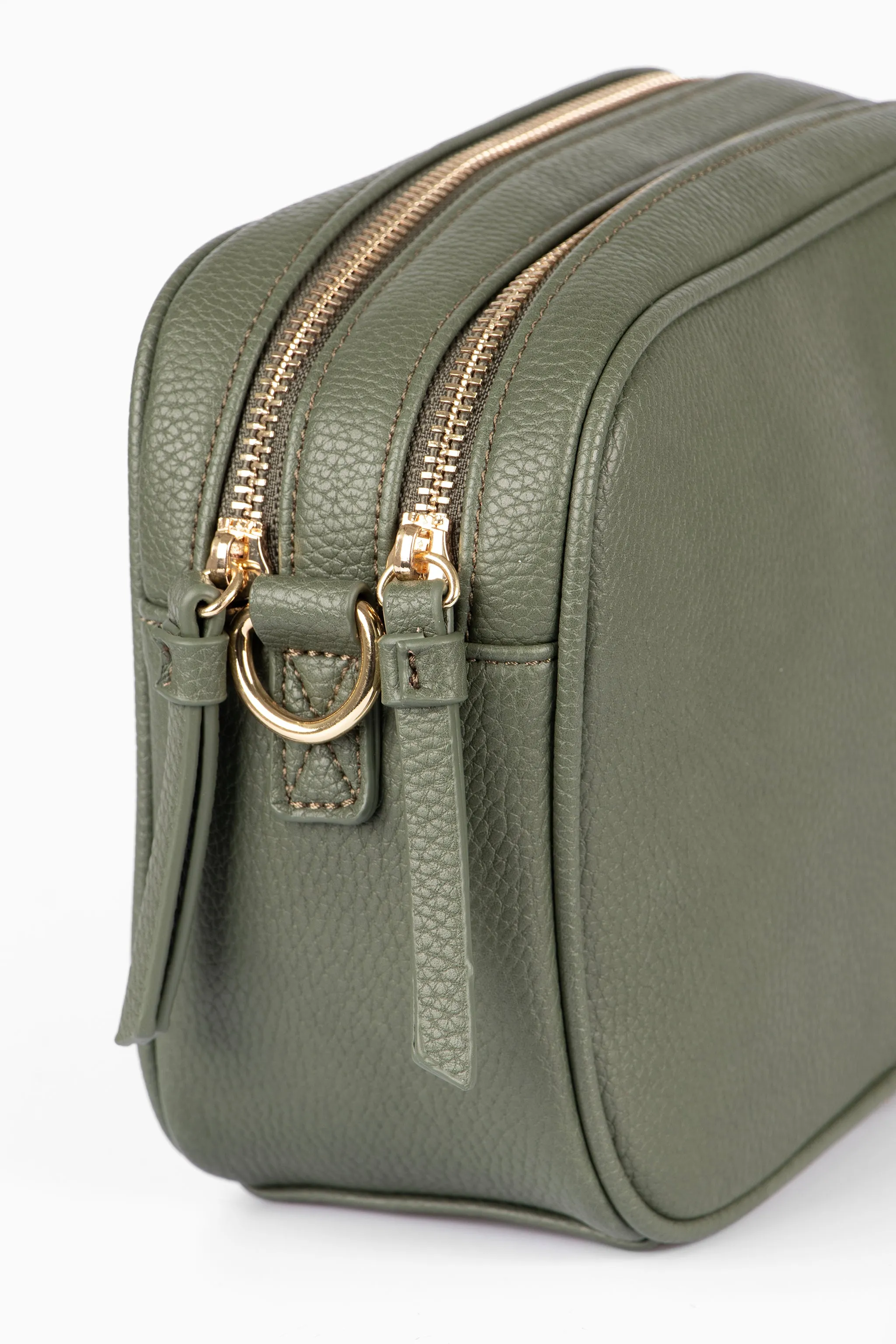 Willa Crossbody Bag - Khaki, Pebbled Faux Leather