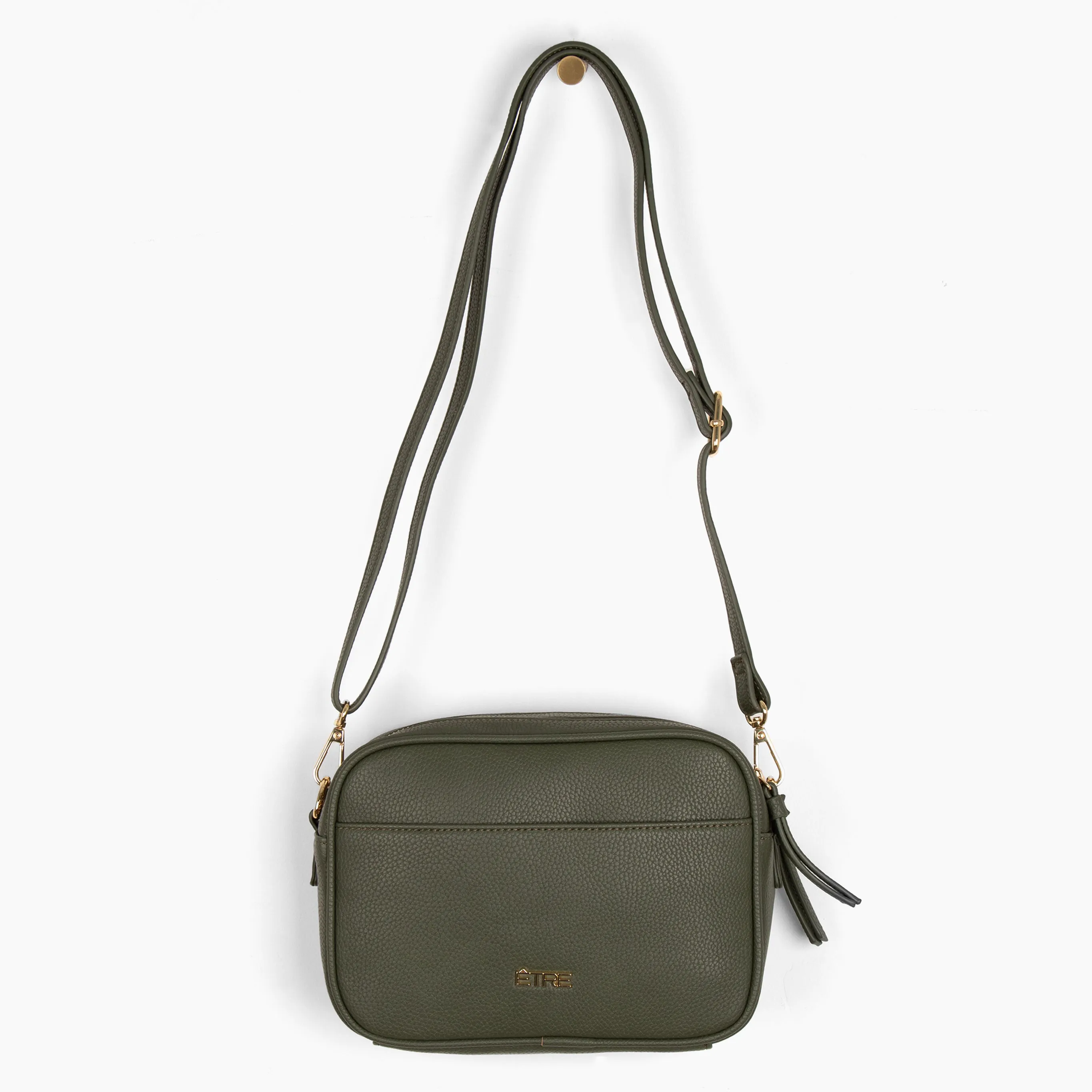 Willa Crossbody Bag - Khaki, Pebbled Faux Leather