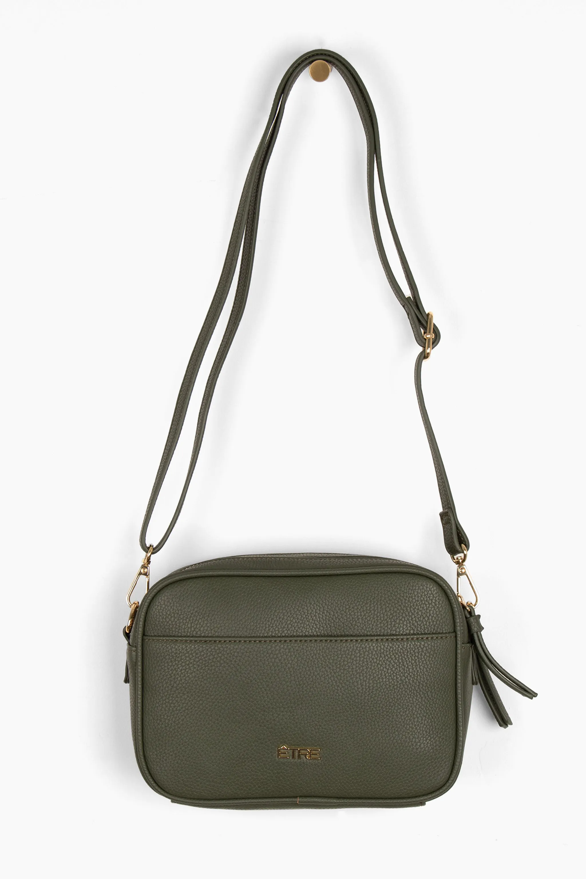 Willa Crossbody Bag - Khaki, Pebbled Faux Leather