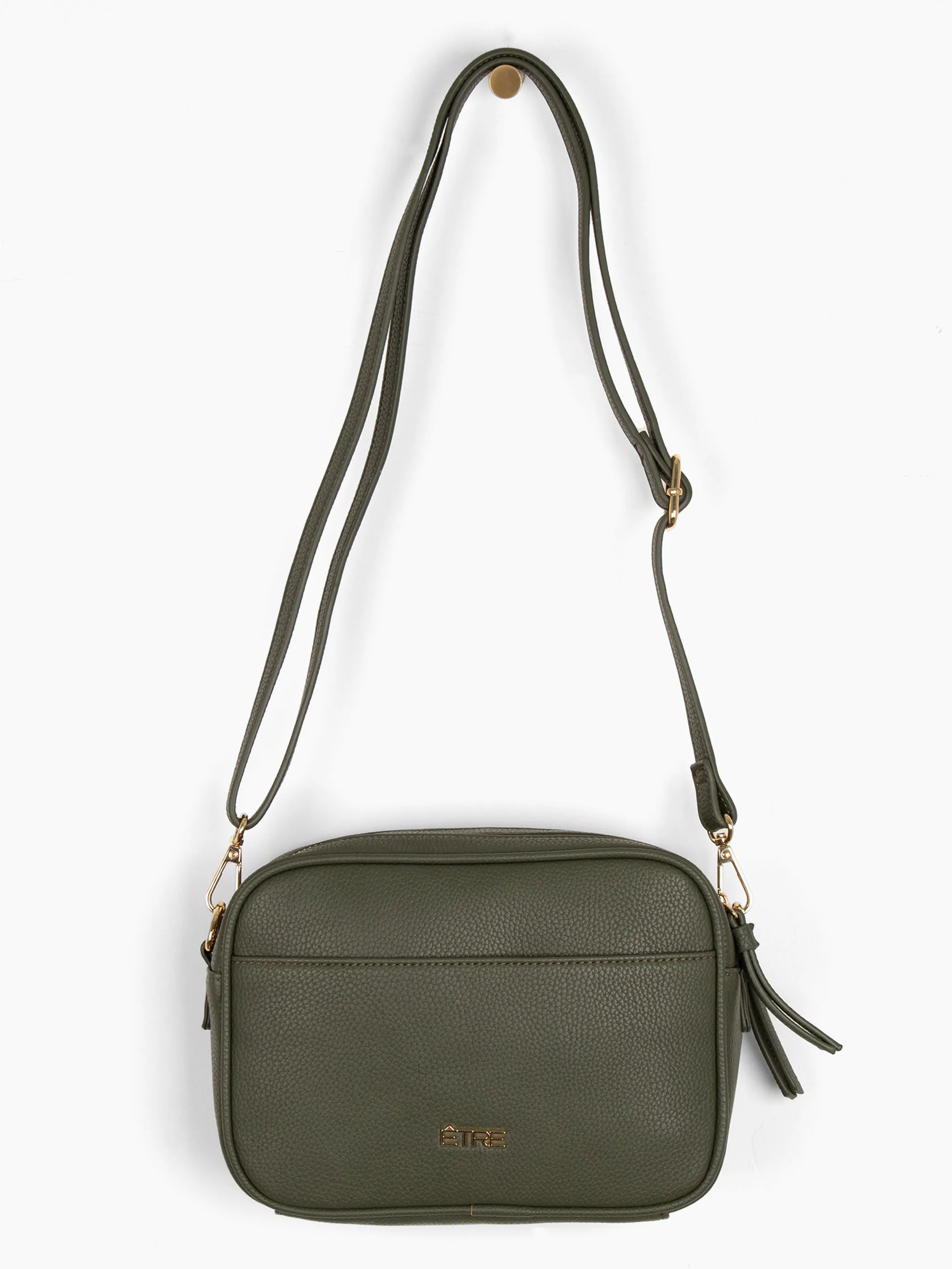 Willa Crossbody Bag - Khaki, Pebbled Faux Leather