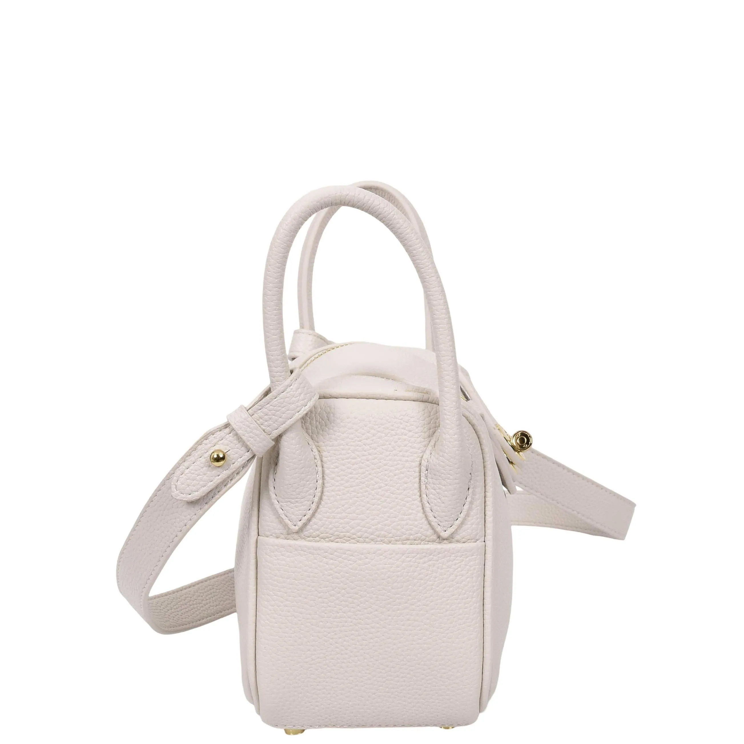 Womens Faux Leather Mini Shoulder Bag Celeste White