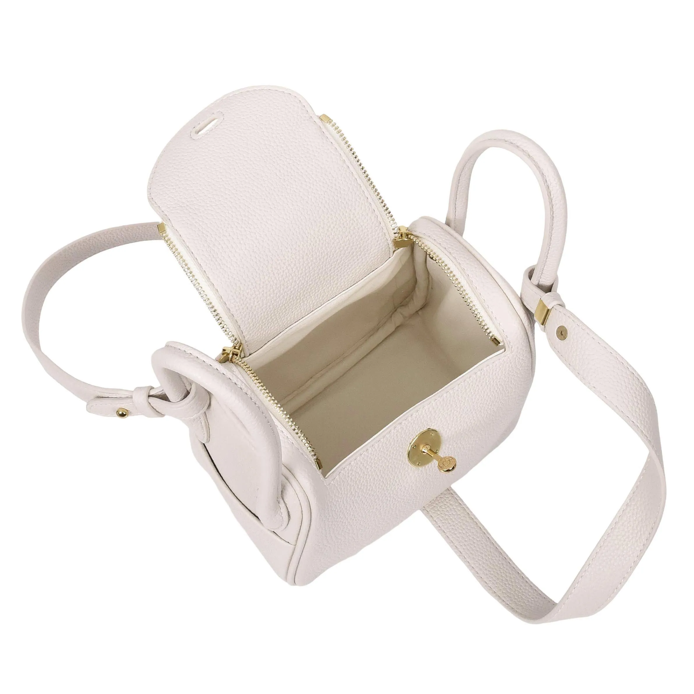 Womens Faux Leather Mini Shoulder Bag Celeste White